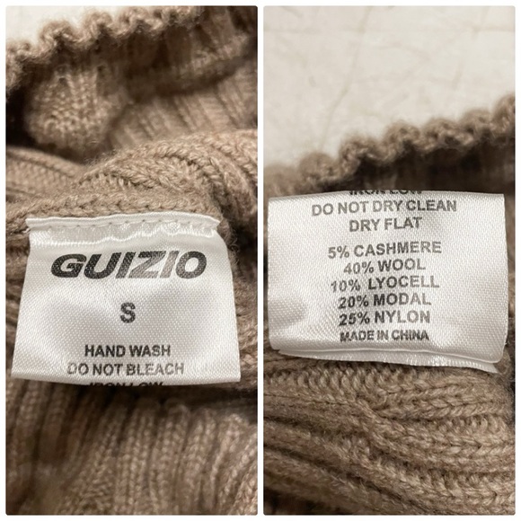 Danielle Guizio Zine Rib Knit Wool Cashmere Blend Flare Pants in Brown Khaki - Picture 10 of 10